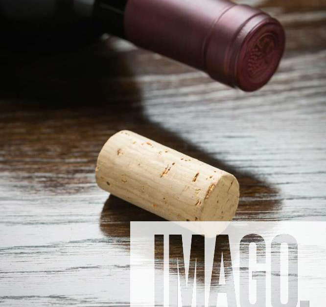 Wine Bottle and Cork on a Reflective Wood Surface Abstract., Wine