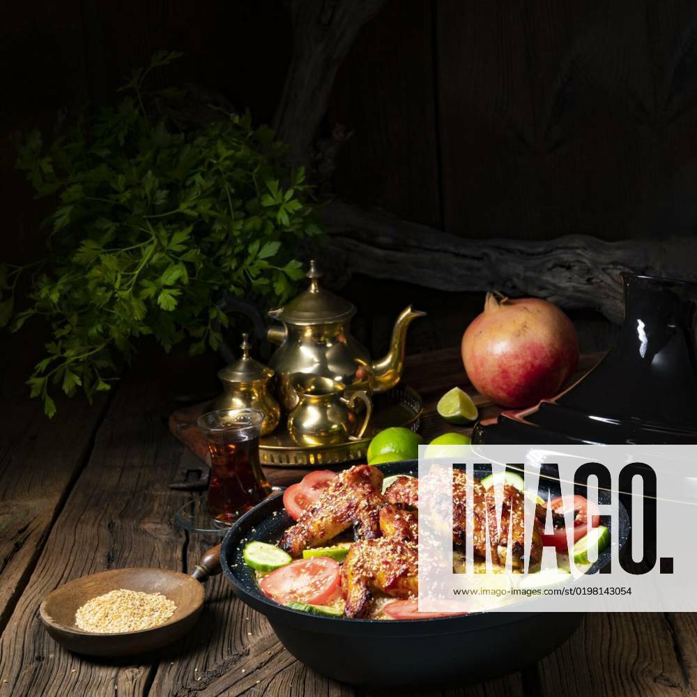 Couscous with fried chicken wings spicy, couscous with fried chicken