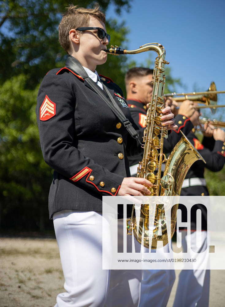 Sgt. Lucy Warmbrodt, a tenor saxophonist with the Marine Forces Reserve ...