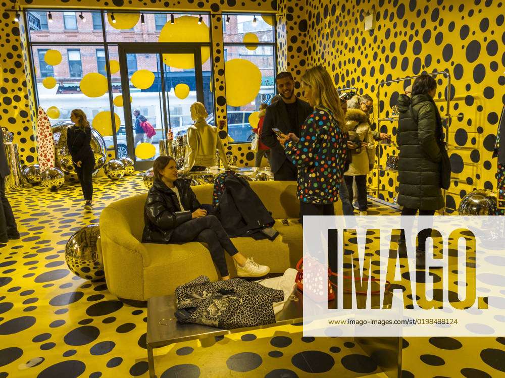 Crowds flock to the Louis Vuitton store in the Meatpacking District in New  York on Saturday, January 7, 2023 to browse and buy clothing and  accessories from the Yayoi Kusama collaboration with