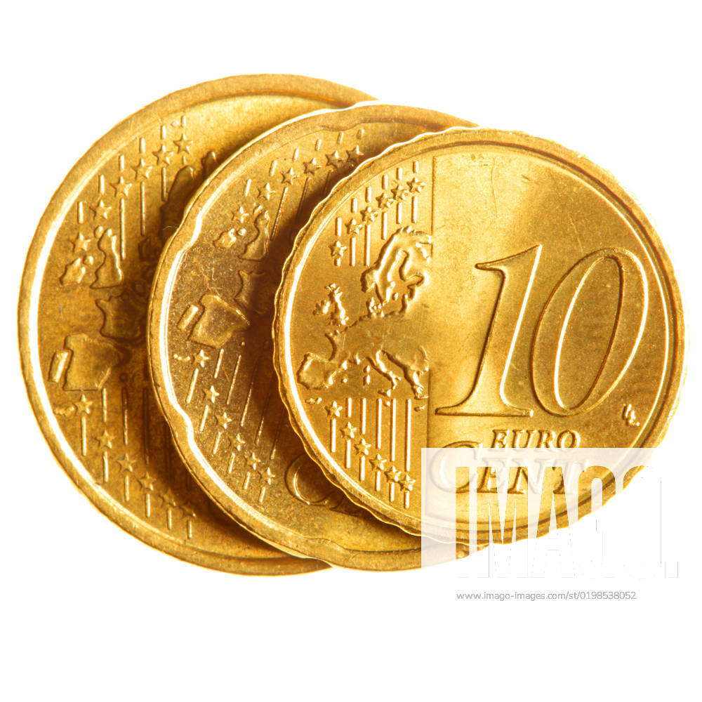 Euro cent coins Euro cent coins isolated over white background