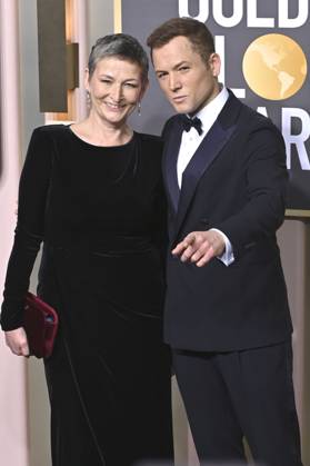 Taron Egerton with mother Christine Egerton at the 80 Golden Globe ...