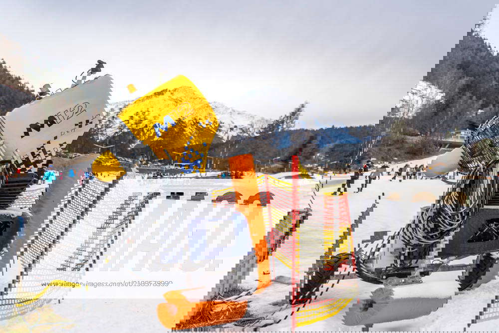 Seefeld, Tirol, Austria 8 January 2023 A snow gun at a crosscountry