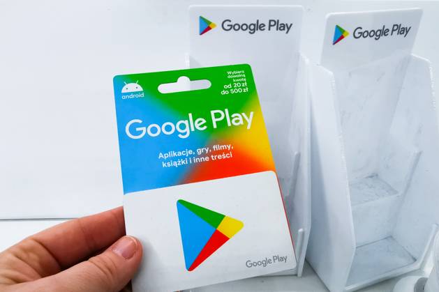 Business And Economy In Poland Google Play gift card is seen in a store in  a shopping center in