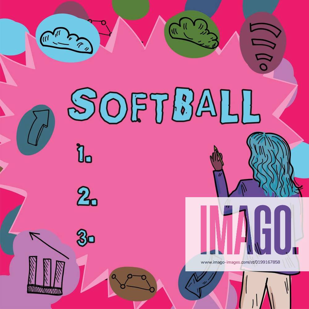 Conceptual display Softball. Word Written on a sport similar to