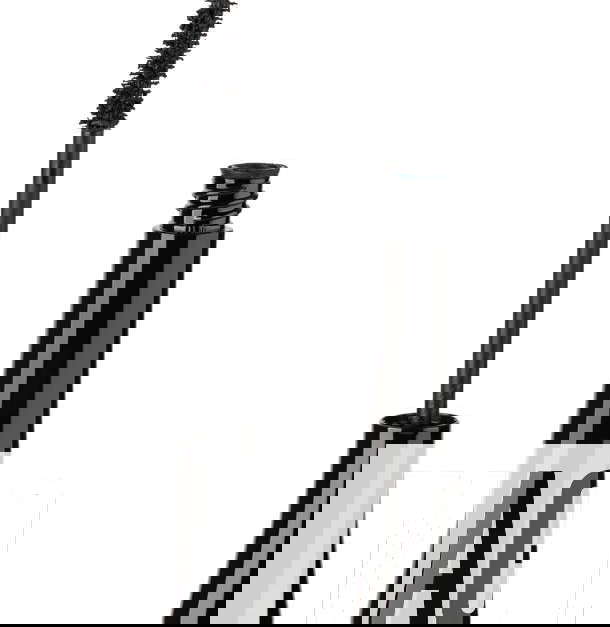 Opened black mascara Opened black mascara on white background