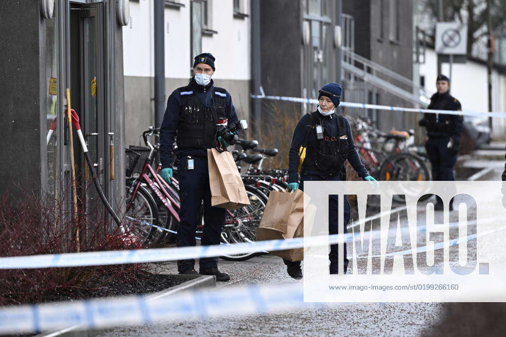 UPPSALA 20230115 Police forensics examines the scene where an explosion ...