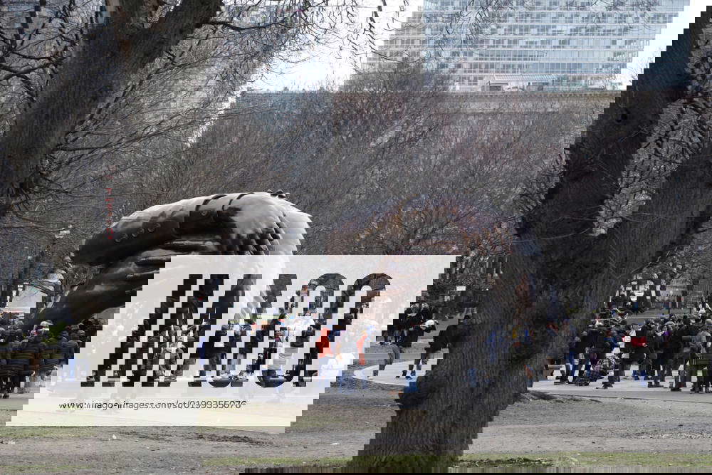 Martin Luther King sculpture The Embrace In Boston MA People visit the