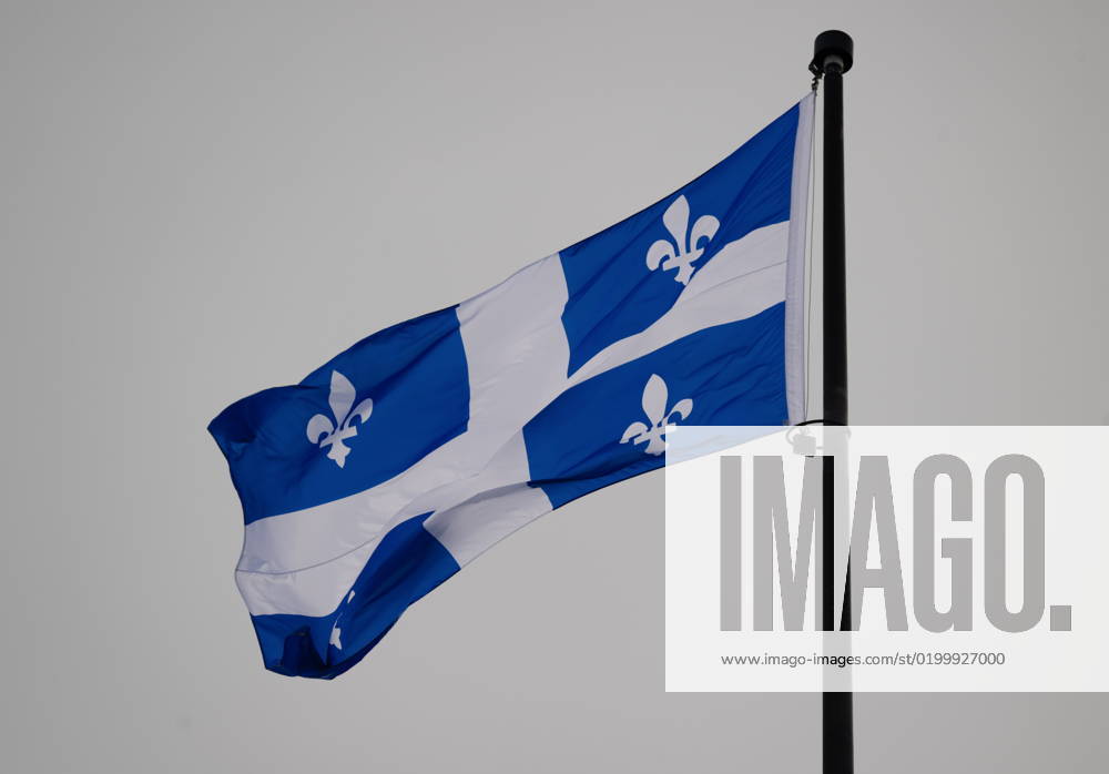 January 18, 2023, QUEBEC, PQ, Canada The Quebec Fleurdelis provincial flag flies on top of the