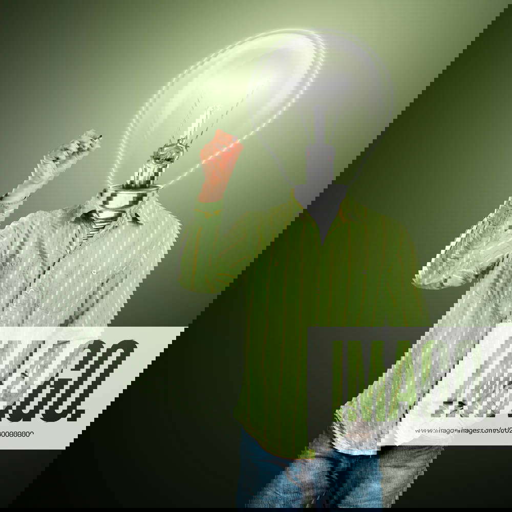 Lamp head male writing something on glass board with marker