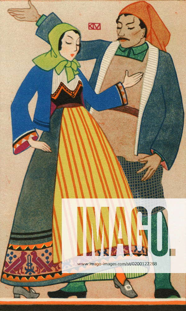 Peasant costume in Italy, illustration