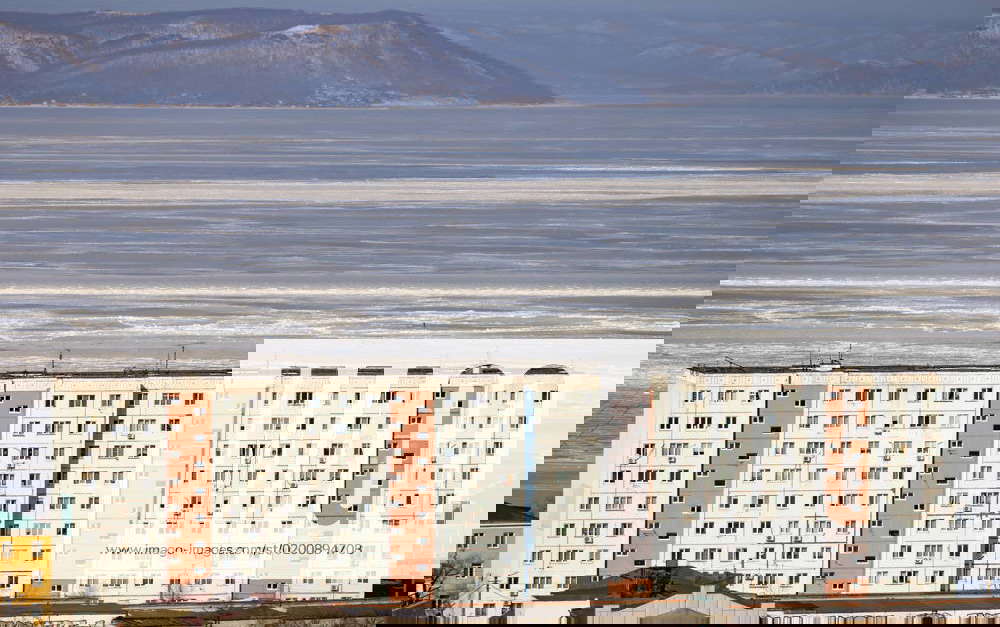 RUSSIA, VLADIVOSTOK JANUARY 26, 2023 A view of a block of flats with