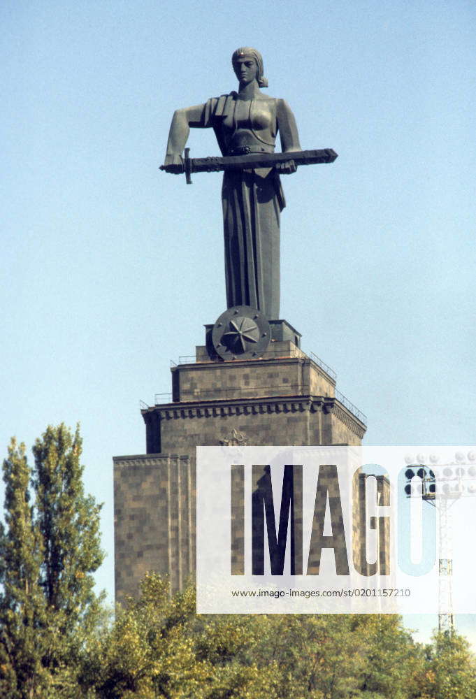 Yerevan, Armenian SSR, USSR. The view shows the Mother Armenia monument ...