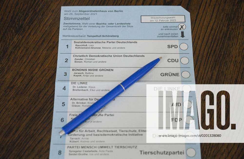 Ballot paper for the second vote, election documents for the Berlin