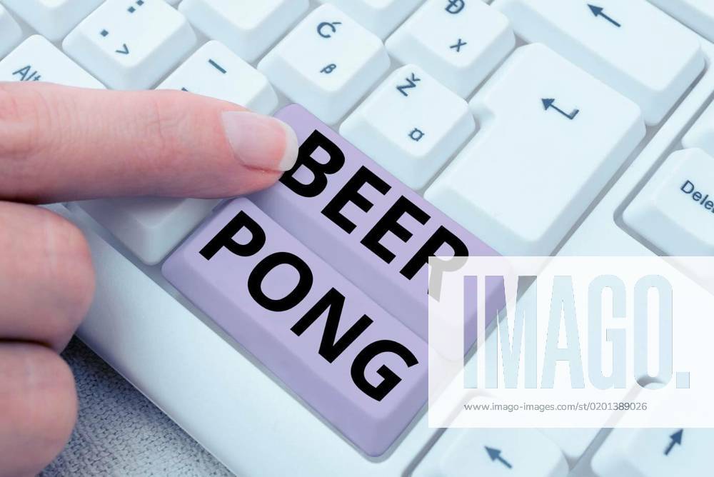 Text sign showing Beer Pong. Concept meaning a game with a set of beer