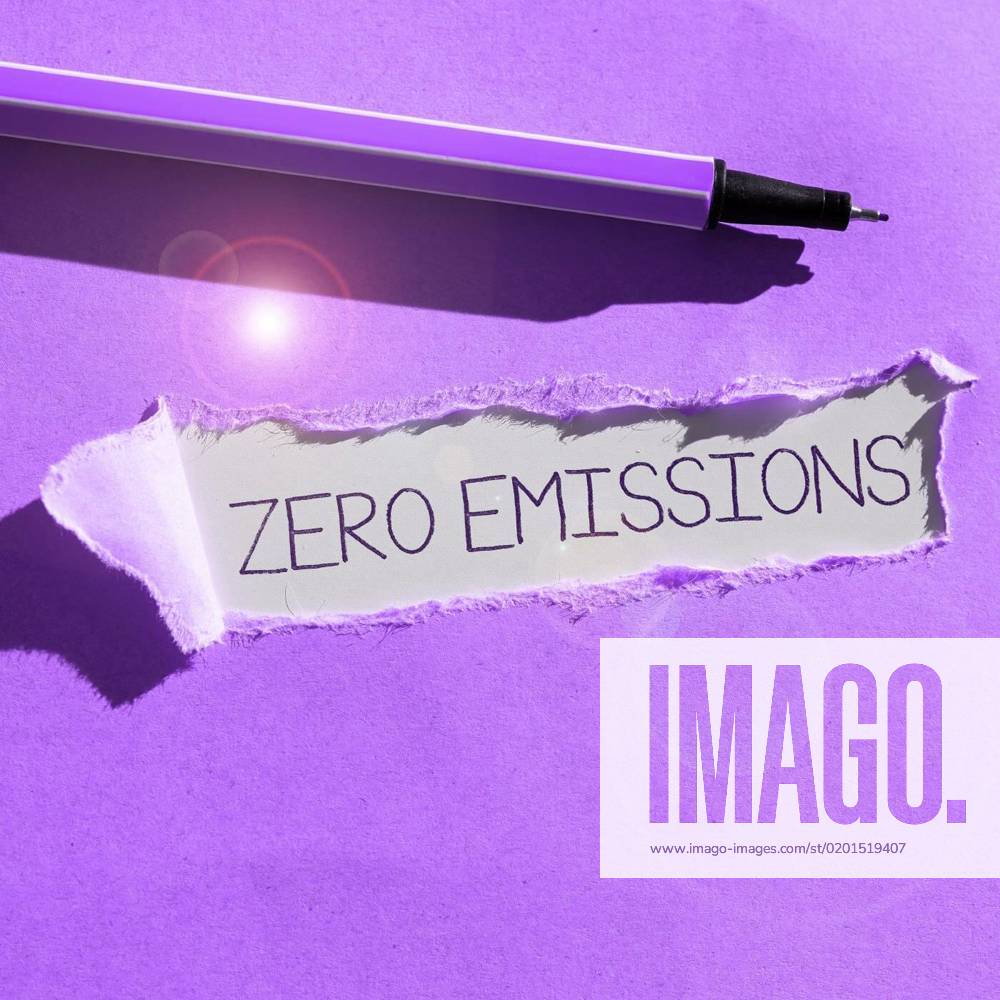Hand writing sign Zero Emissions. Concept meaning emits no waste