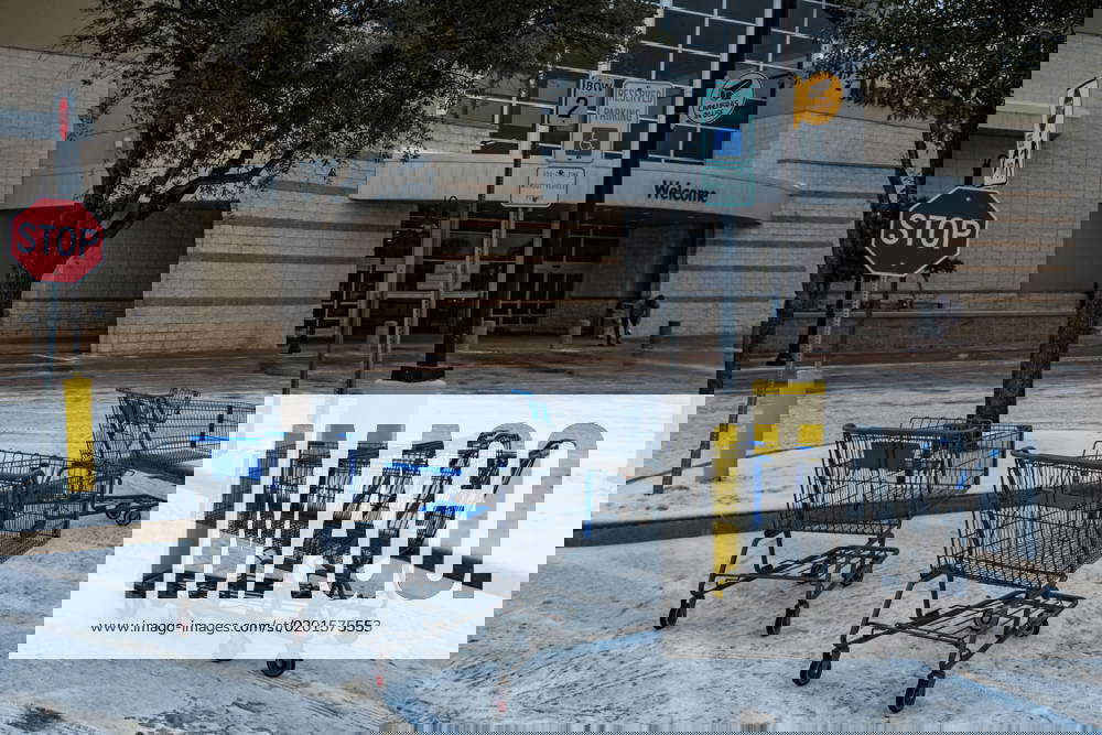 February 1, 2023, Grapevine, Texas, USA Walmart shopping carts fill up