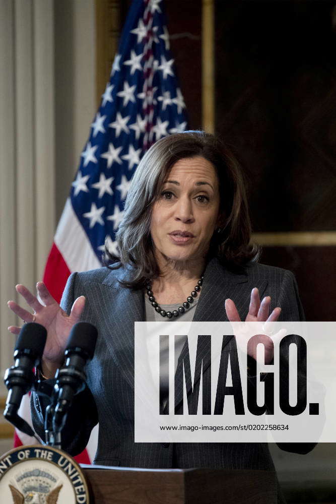 US Vice President Kamala Harris Delivers Remarks During A Meeting On ...