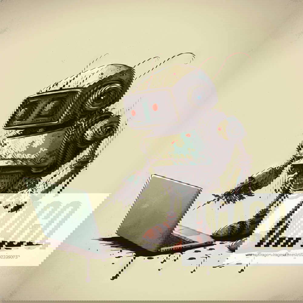 Computer Troll Bot. Generative AI A troll bot with a notebook. Generative