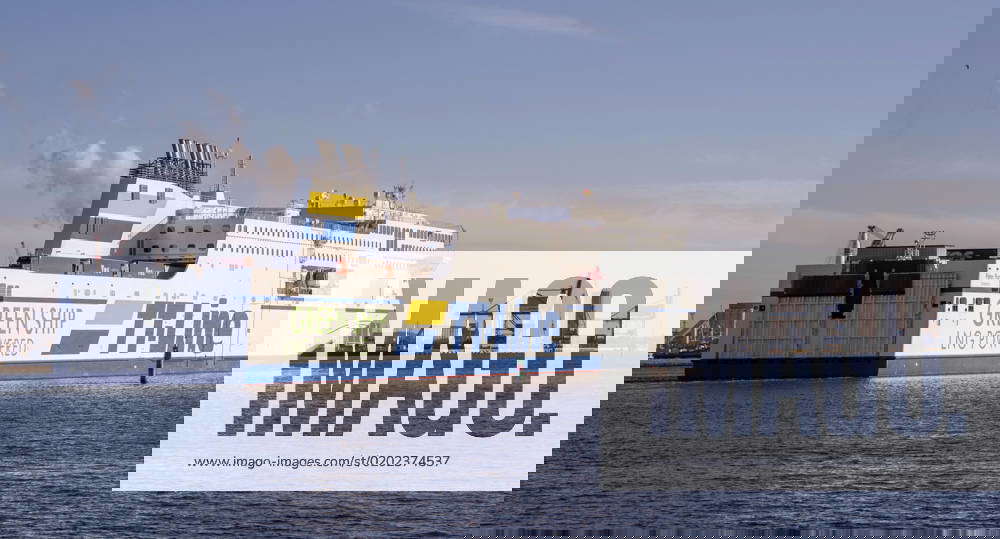 TT Lines Baltic ferry Berlin arrives in Rostock seaport Rostock