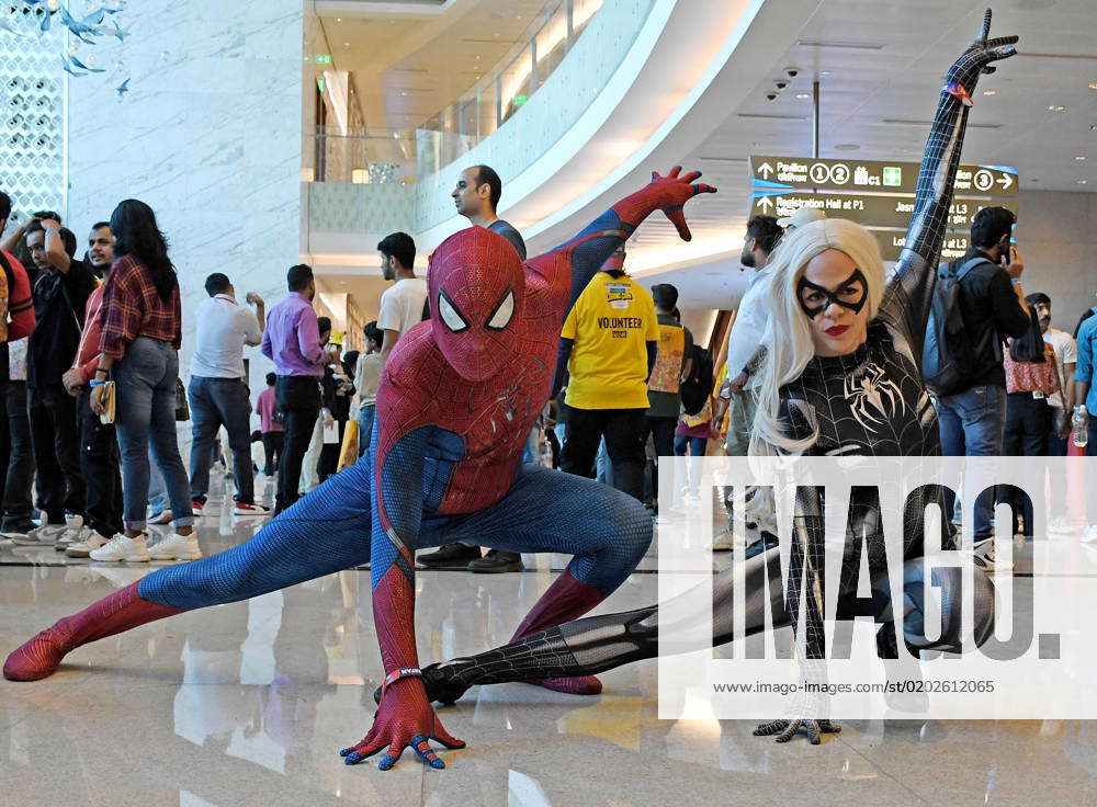 February 11, 2023, Mumbai, India: (L-R) Cosplayers dressed as Spider ...