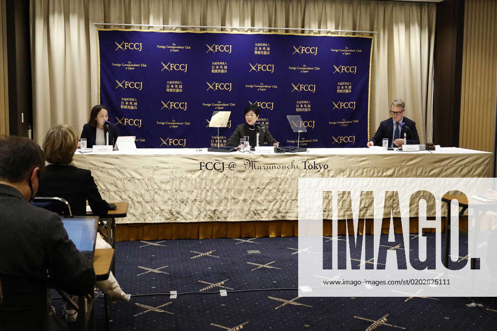 February Tokyo Japan Tokyo Governor Yuriko Koike Speaks During A News Conference At The