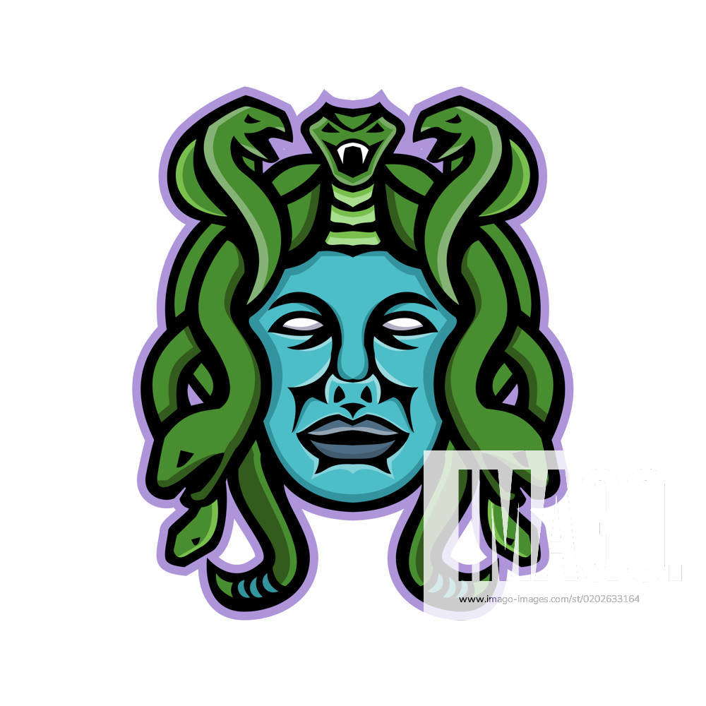 Medusa Greek God Mascot Mascot icon illustration of head of Medusa, in ...