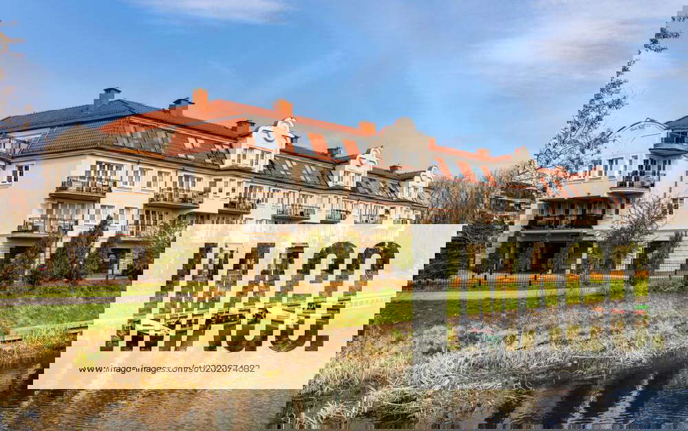 Elk, Poland May 1, 2022 Villa Park residential building at Elk river