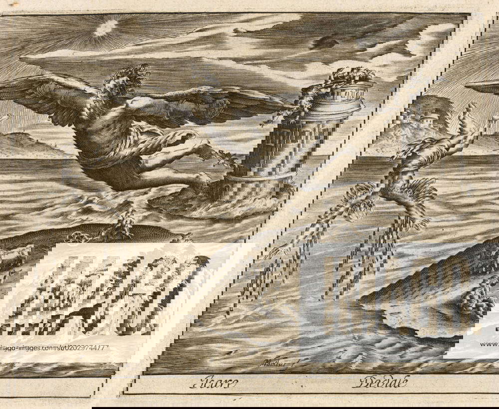 Icarus and Daedalus Daedalus and his son Icarus escape from Crete with