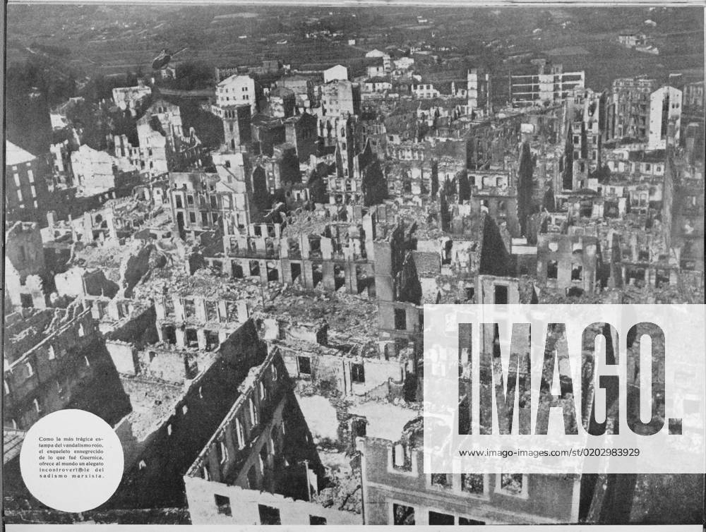 Destruction of Guernica, Spanish Civil War, Spain Aerial view of the
