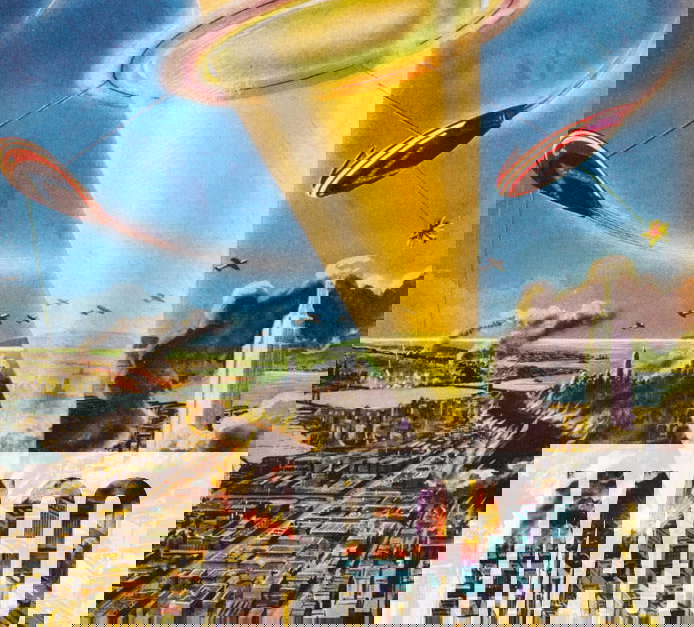 MARTIANS INVADE NEW YORK Martian raiders using a terrible weapon of concentrated sunlight attack the