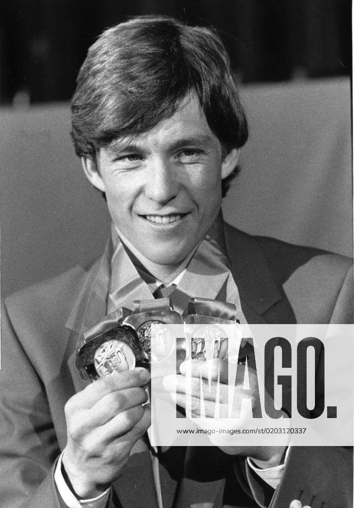 ARCHIVE Eirik Kvalfoss shows his three medals yellow silver and bronze ...