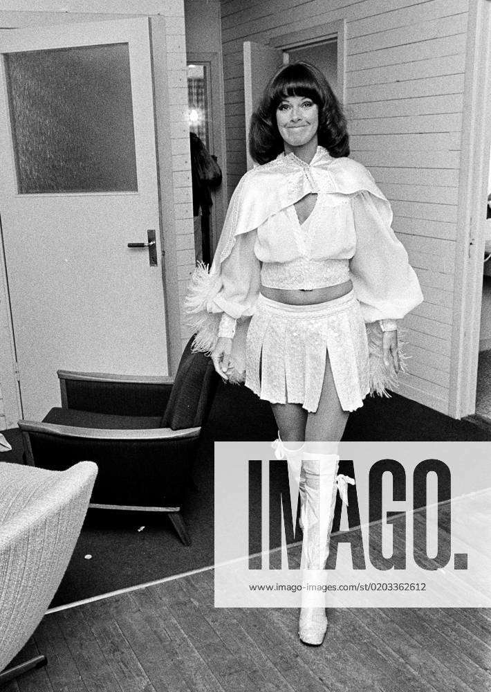 Swedish pop group Abba member Anni Frid Lyngstad in the dressing room ...