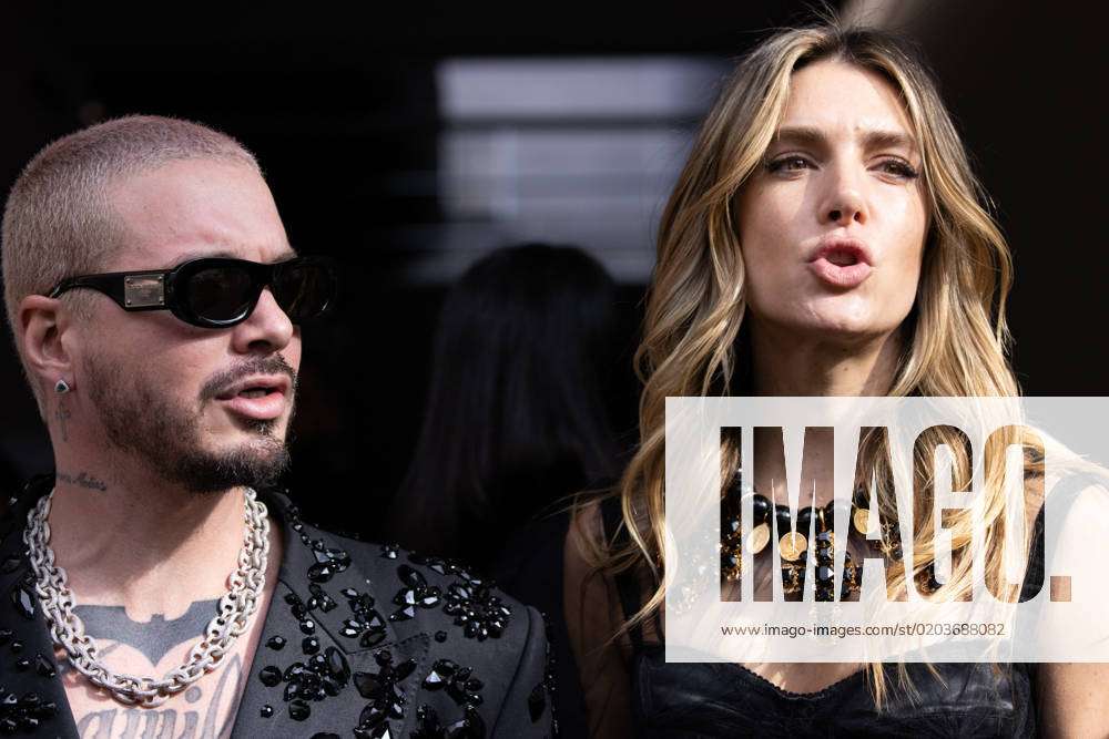 February 25, 2023, Milano, Italy: J Balvin and Valentina Fernet are seen at  the Dolce & Gabbana