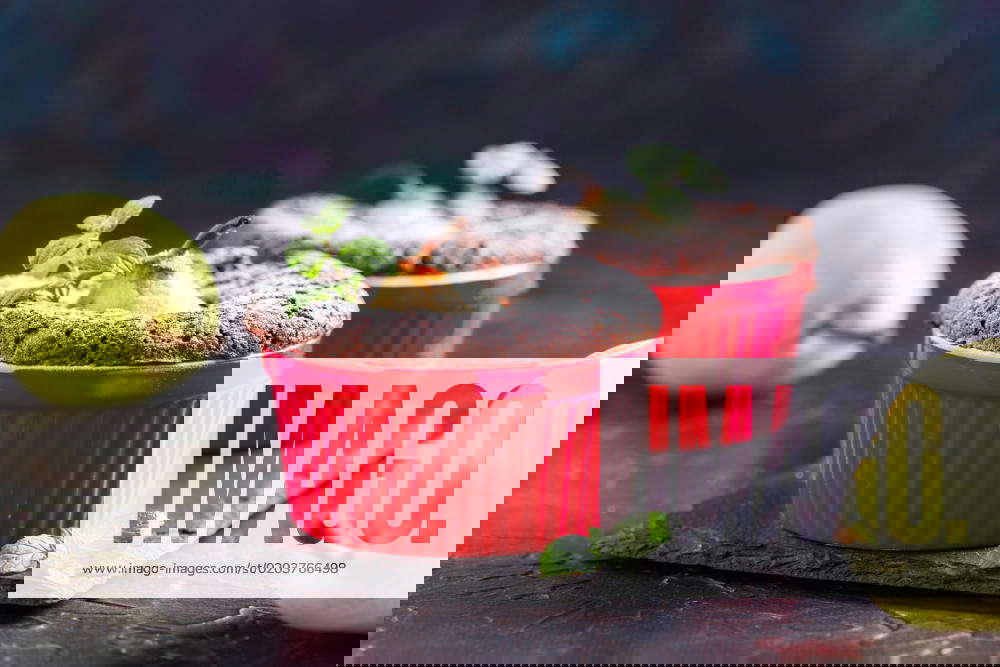 Chocolate muffins with pears. Homemade chocolate muffins with pears in