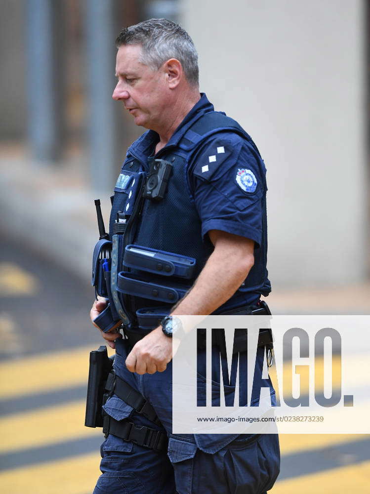 TONY MOKBEL GEELONG HOSPITAL, Armed security are seen at Geelong