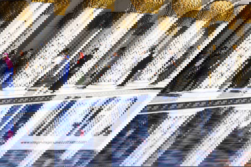 Sheikh Zayed Grand Mosque In Abu Dhabi Water mirror and columns of