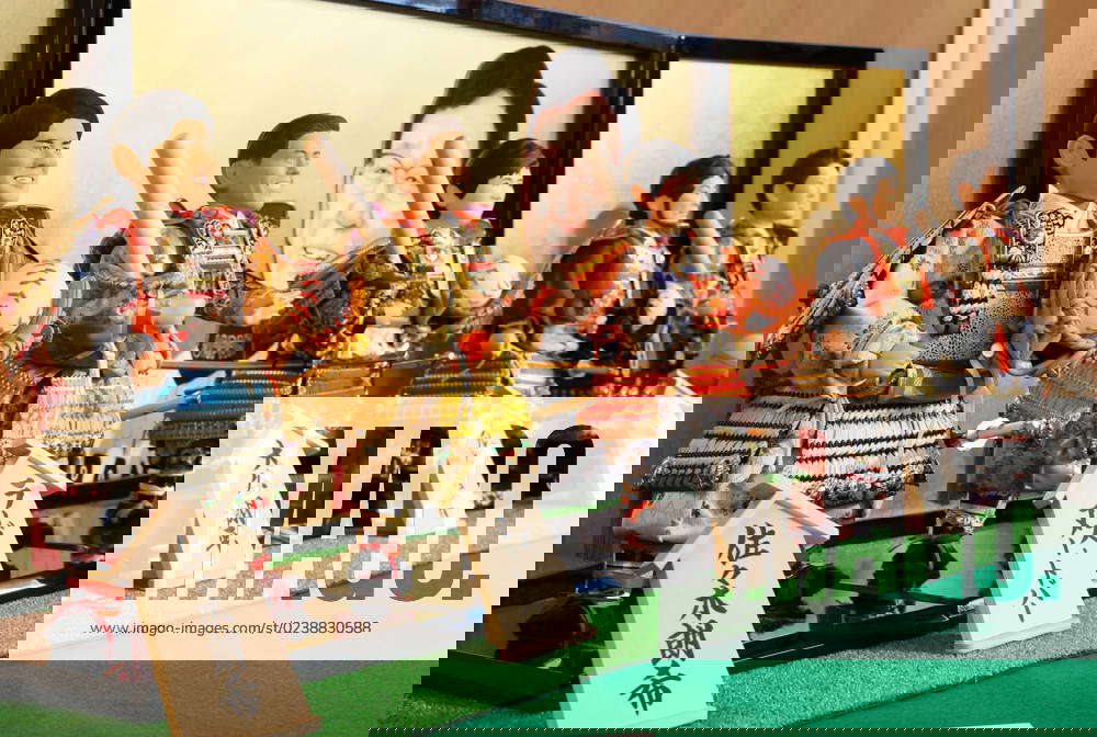 March 9, 2023, Tokyo, Japan Japanese doll maker Kyugetsu displays samurai dolls of young baseball