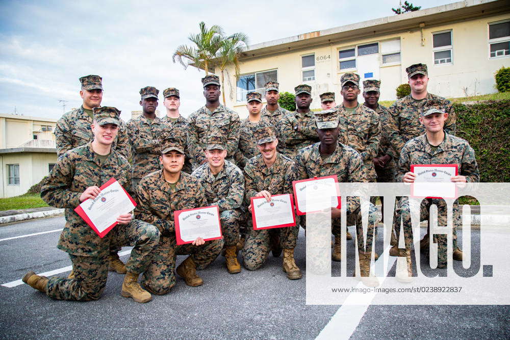 U.S. Marines With Camp Services, Marine Corps Base Butler, Poses For A ...