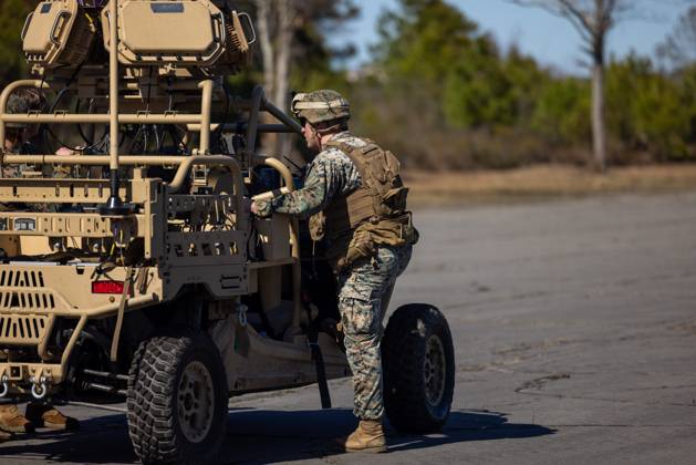 U.S. Marine Corps Cpl. Beau Arsenault, a low altitude air defense (LAAD ...