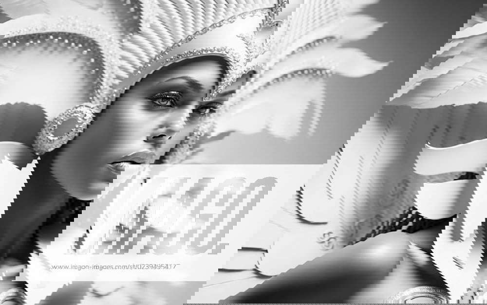 Brazilian carnival costume and makeup with rich decorations and colors