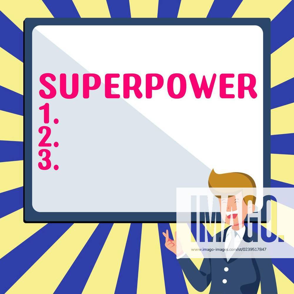 Text showing inspiration Superpower. Word for a power or ability of a kind  enables and enforces