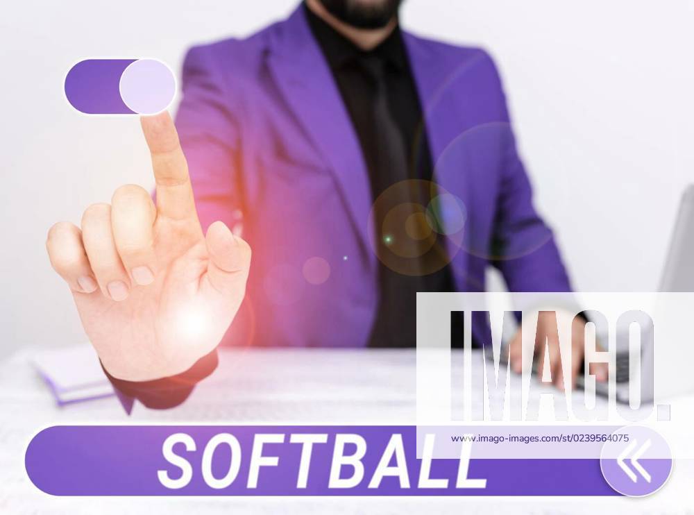 Hand writing sign Softball. Business approach a sport similar to
