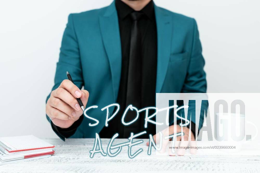 Sign displaying Sports Agent. Word for person manages recruitment to