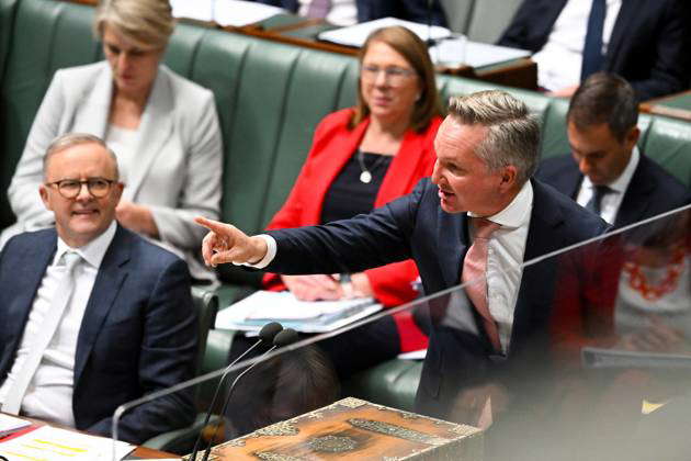 QUESTION TIME, Australian Energy Minister Chris Bowen reacts during ...