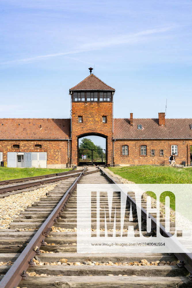 Auschwitz Auschwitz, Poland - 15 September, 2021: view of the gatehouse ...