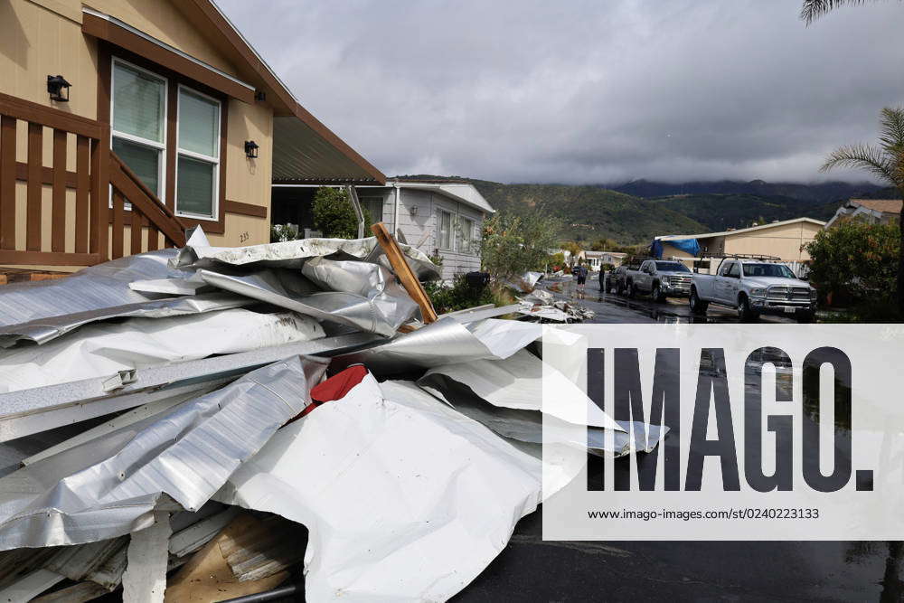 March 22, 2023, Carpinteria, California, USA A freak tornado swirled through the Sandpiper Mobile