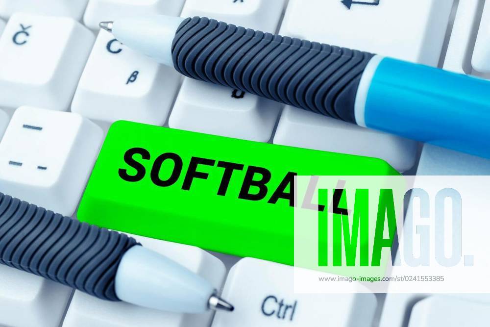 Conceptual caption Softball. Word Written on a sport similar to