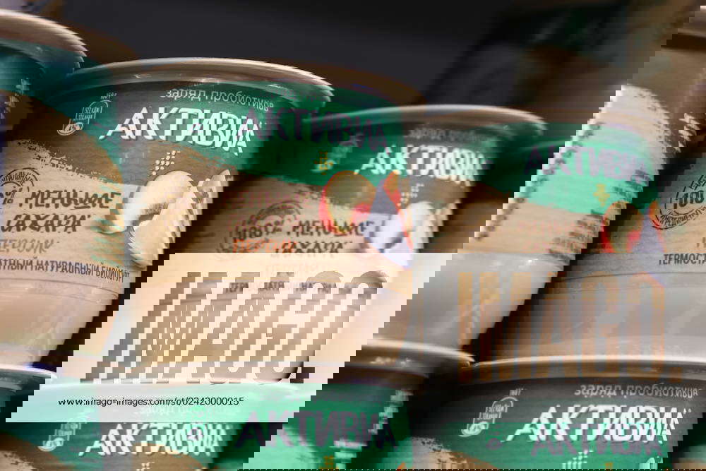 RUSSIA, RYAZAN APRIL 7, 2023 Activia yogurts are on sale in a Globus