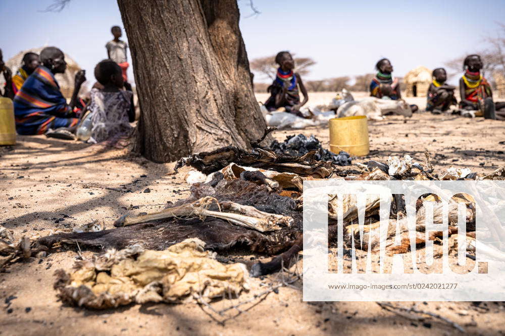 February 17, 2023, Turkana, Kenya: Starving population of the villages ...